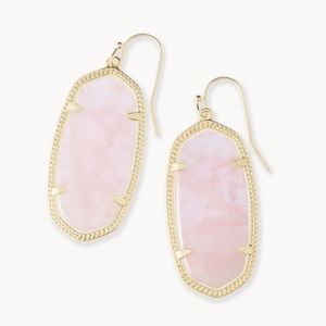 Kendra Scott Rose Quartz Elle Gold Drop Earrings